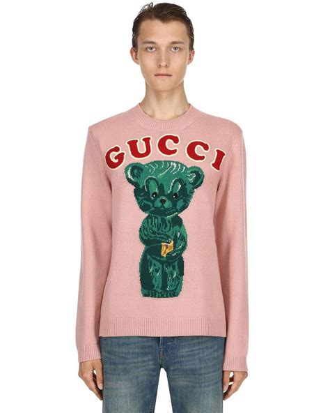 gucci pink bear sweater|gucci pink sweater cardigan.